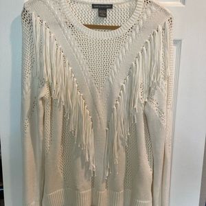 Kate and Mallory XL cream fringe sweater